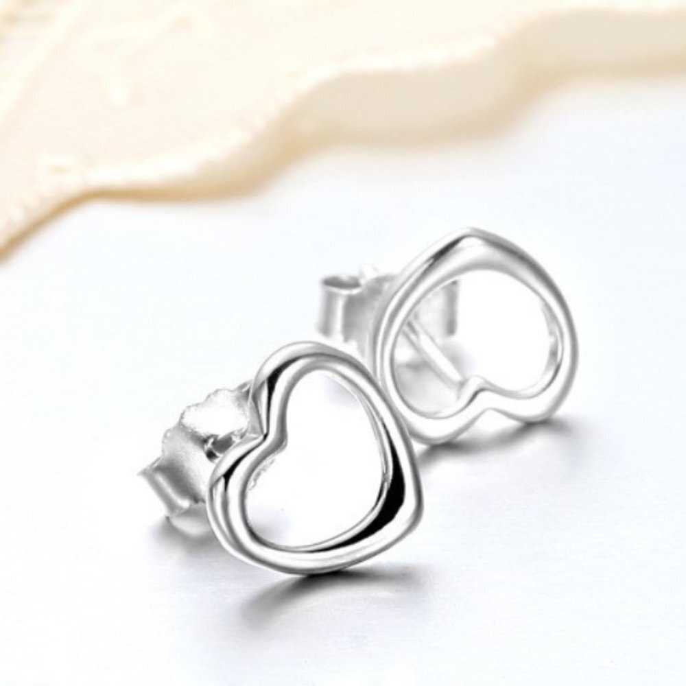Jewelry earrings stud studs heart love romantic simple dainty minimalist